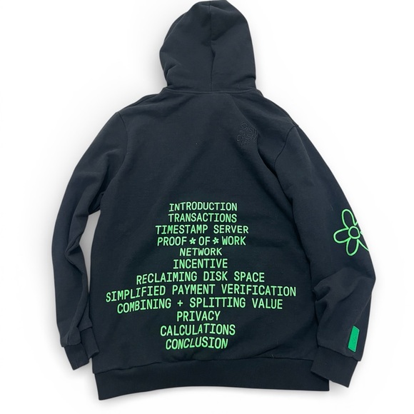 CASH BY CASH APP “Whitepaper” Hoodie Black Green Embroidered Hip Hop medium - Picture 2 of 8